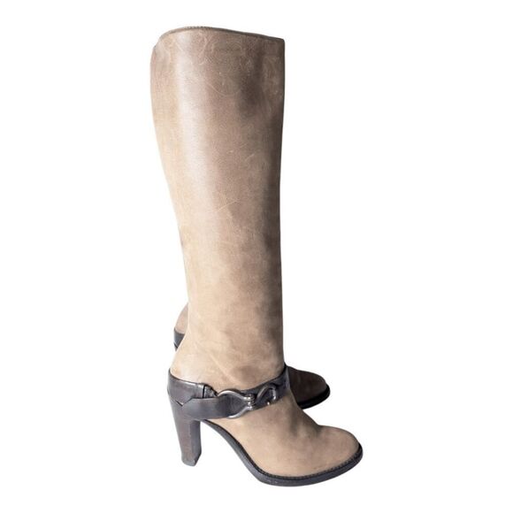 COLE HAAN Tantivy Tall Brown Leather Heeled Boot Size 7B - Picture 2 of 9